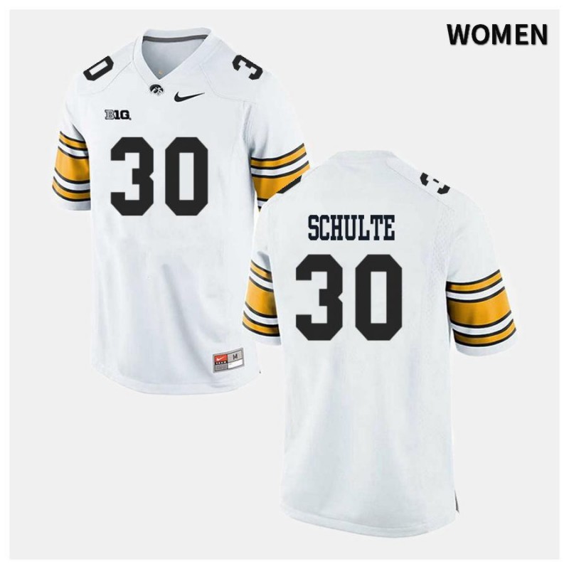 Women's Iowa Hawkeyes NCAA #30 Quinn Schulte White Authentic Nike Alumni Stitched College Football Jersey DT34Y76VB